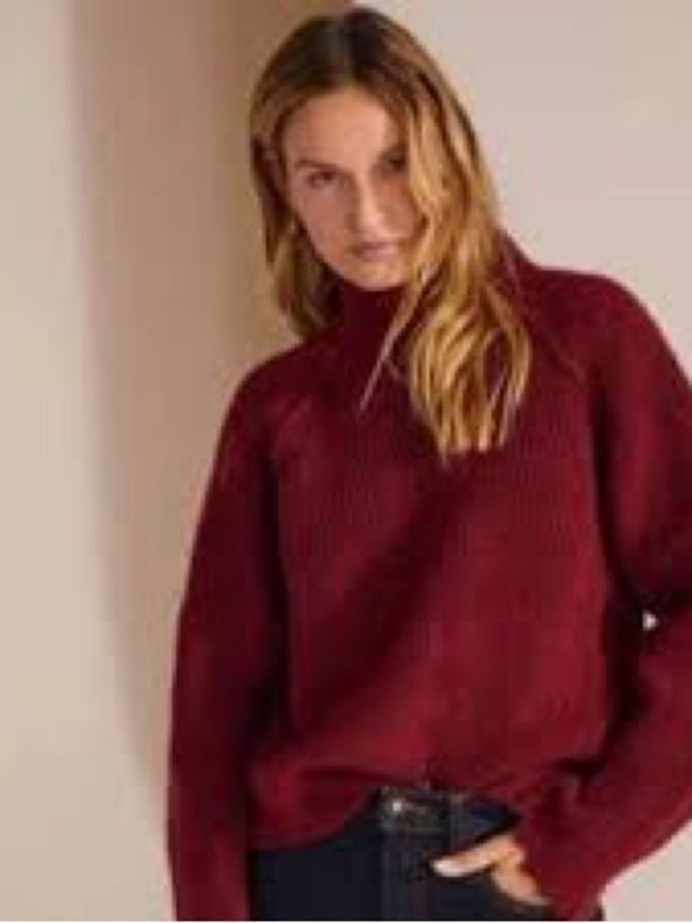 AYR The Spark Mock Neck Maroon Chunky Knit Sweater